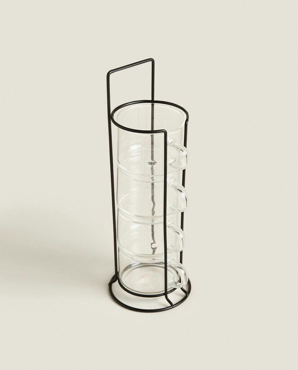 BOROSILICATE GLASS CUP TOWER (SET OF 4)