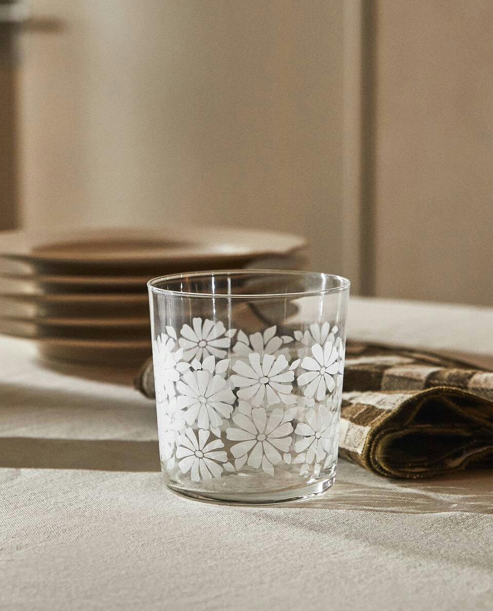 FLORAL GLASS TUMBLER