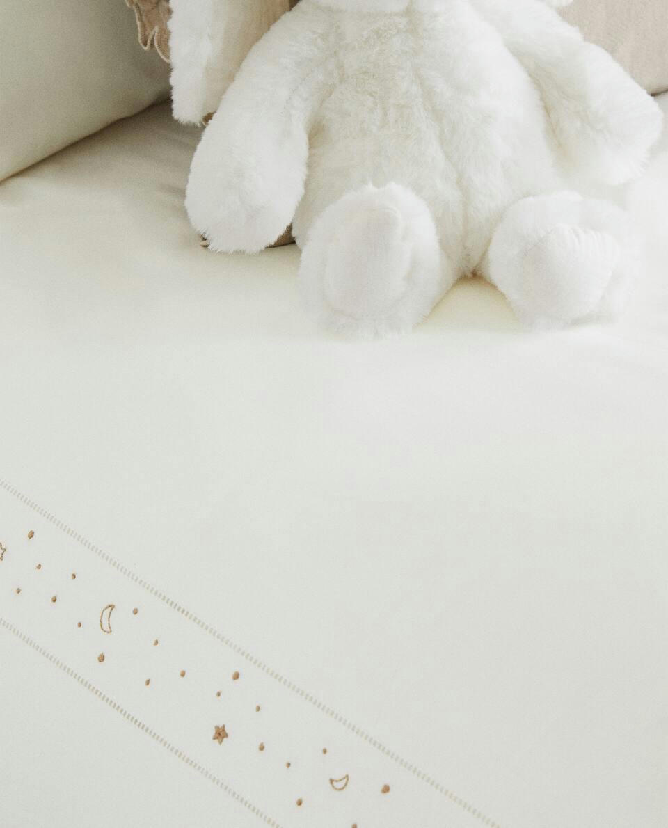 EMBROIDERED MOONS AND STARS DUVET COVER