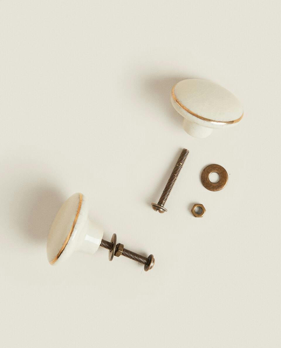 GOLD AND WHITE DOOR KNOB (PACK OF 2)