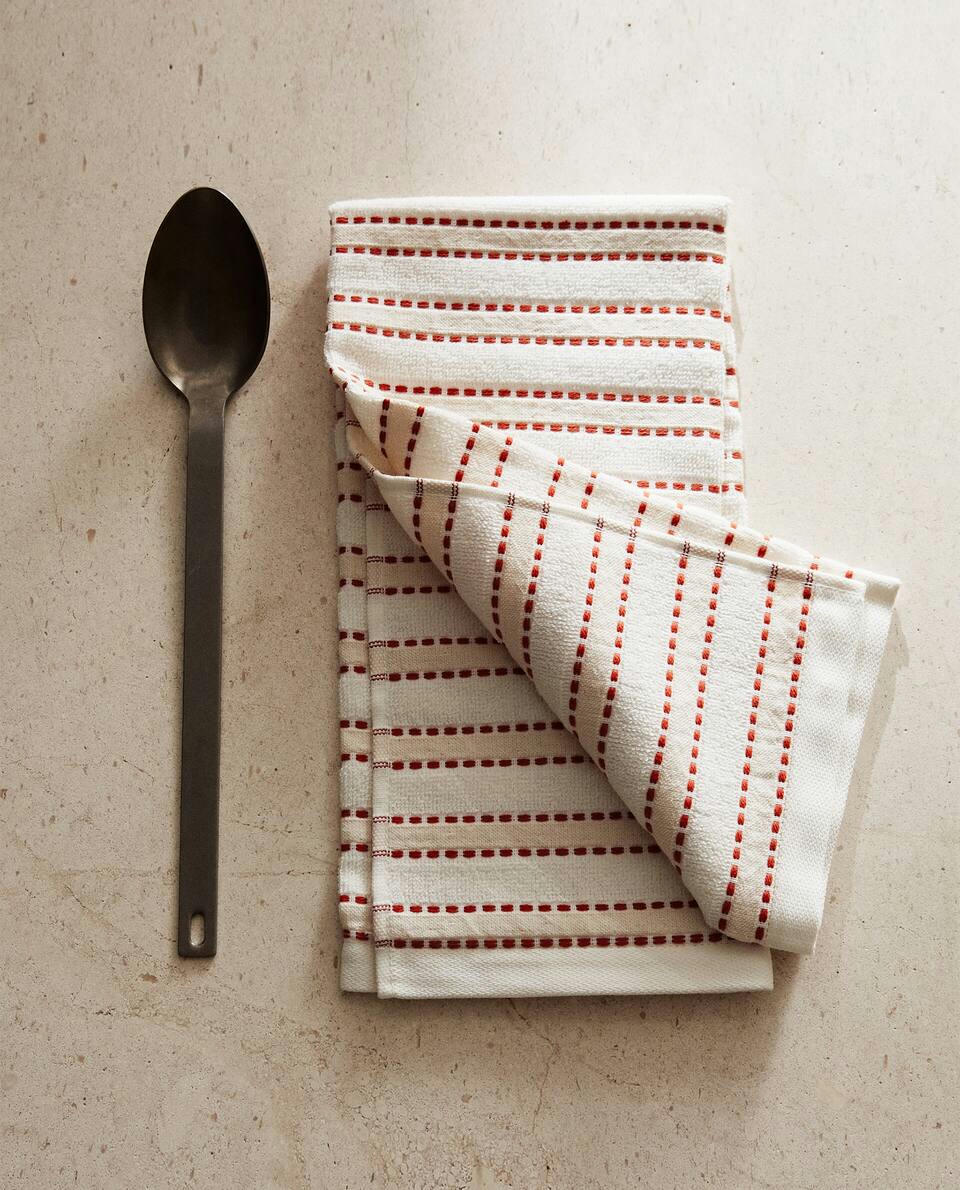 TERRY TEA TOWEL WITH TOPSTITCHING