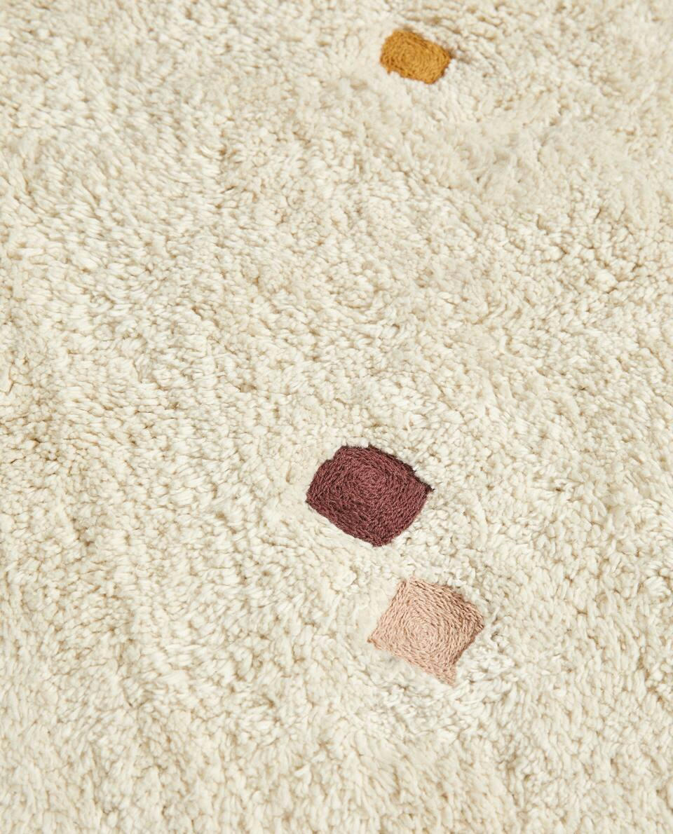 MULTICOLOURED EMBROIDERED SQUARES RUG