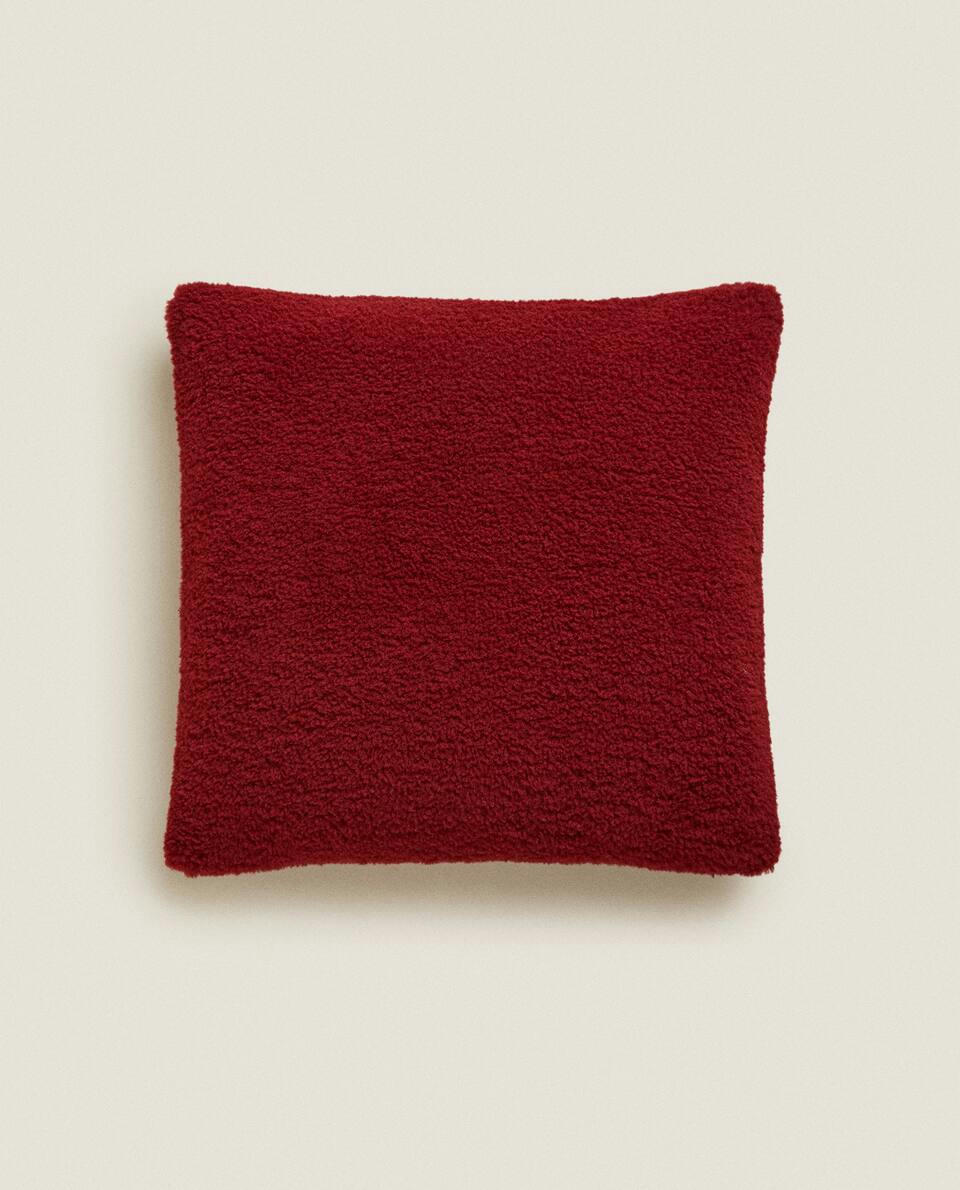 REVERSIBLE FAUX SHEARLING CHRISTMAS CUSHION COVER