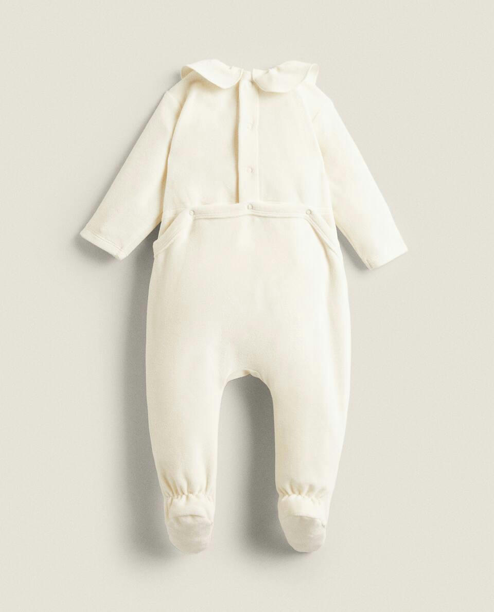 VELOUR ROMPER SUIT WITH FRILLED COLLAR