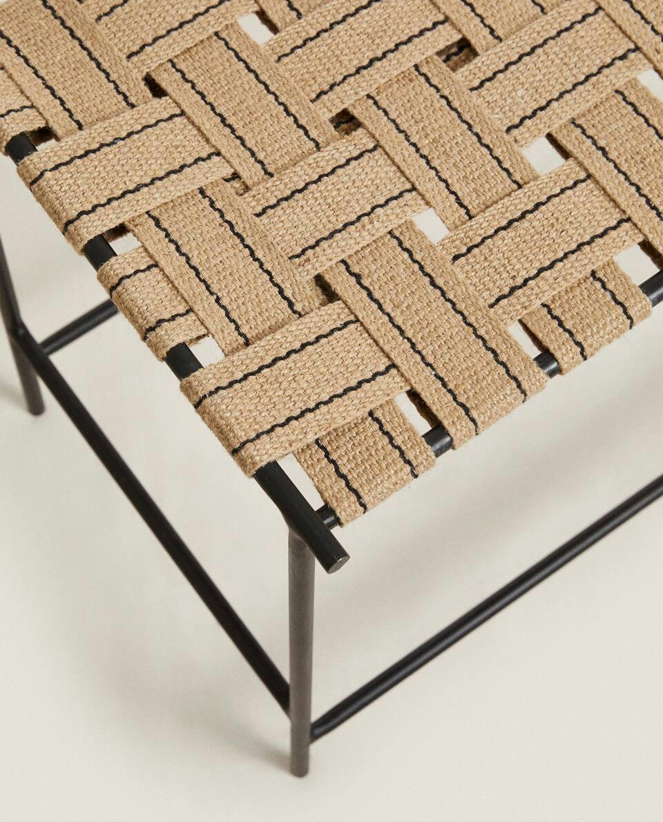WOVEN JUTE METAL BENCH