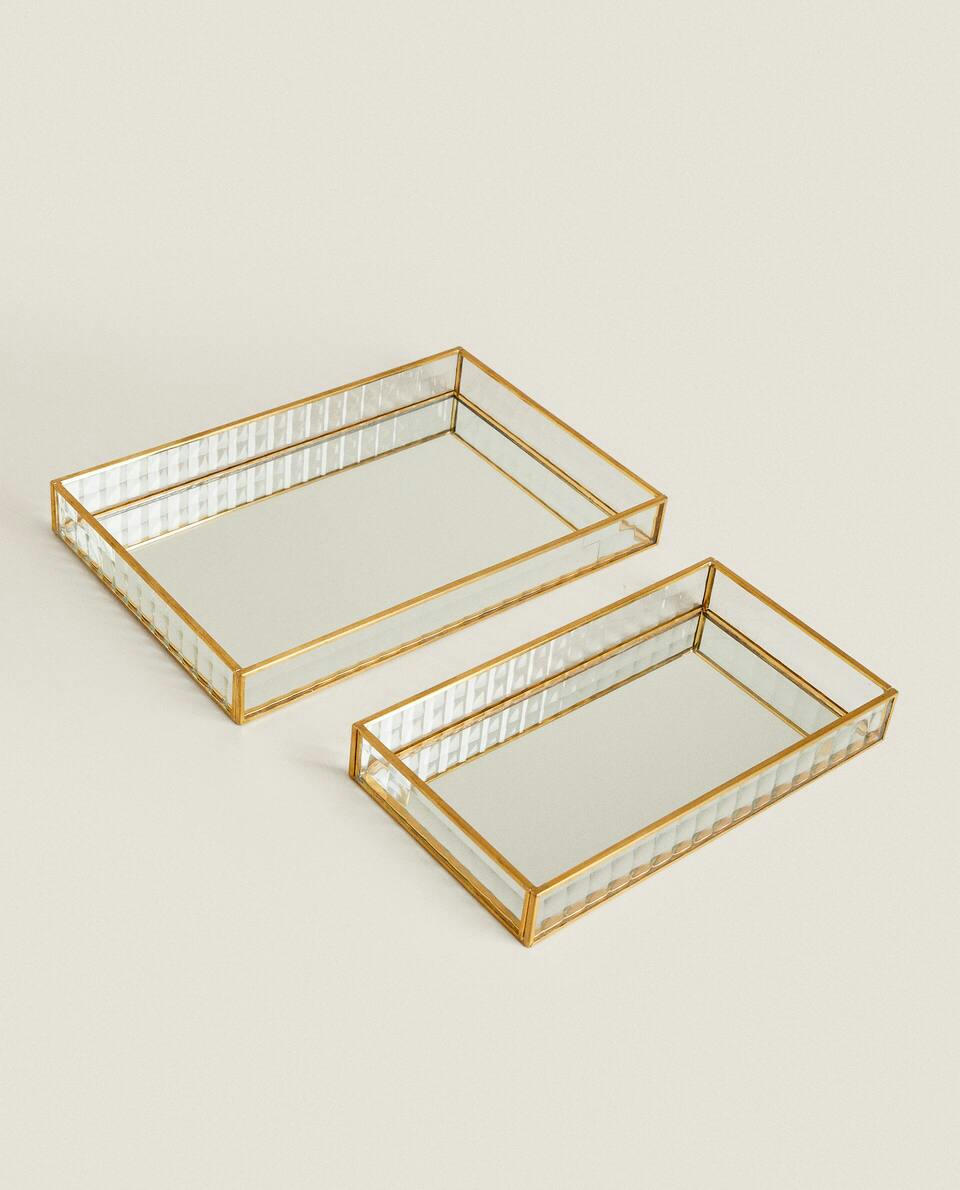 DECORATIVE TRAY WITH GOLD RIM