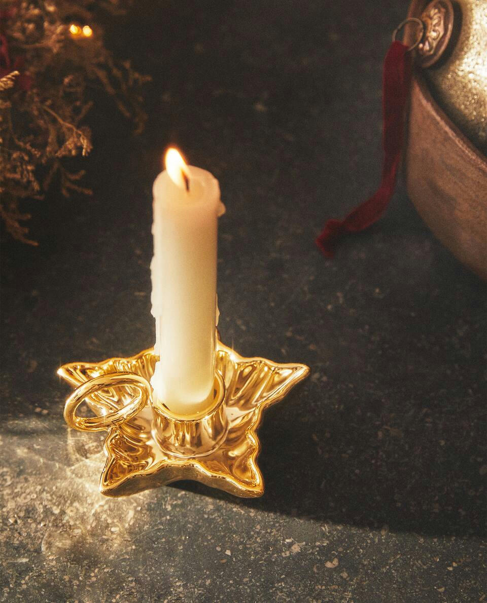 CHRISTMAS STAR CANDLEHOLDER WITH RIM