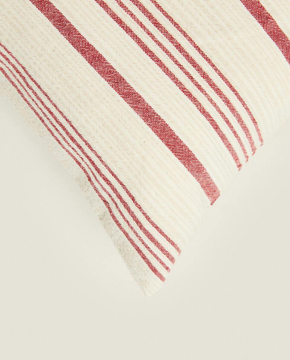 STRIPED COTTON LINEN CHRISTMAS CUSHION COVER