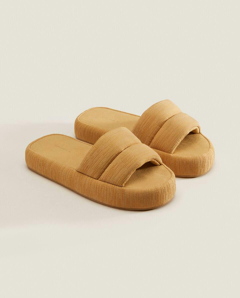 PLATFORM FABRIC SLIPPERS