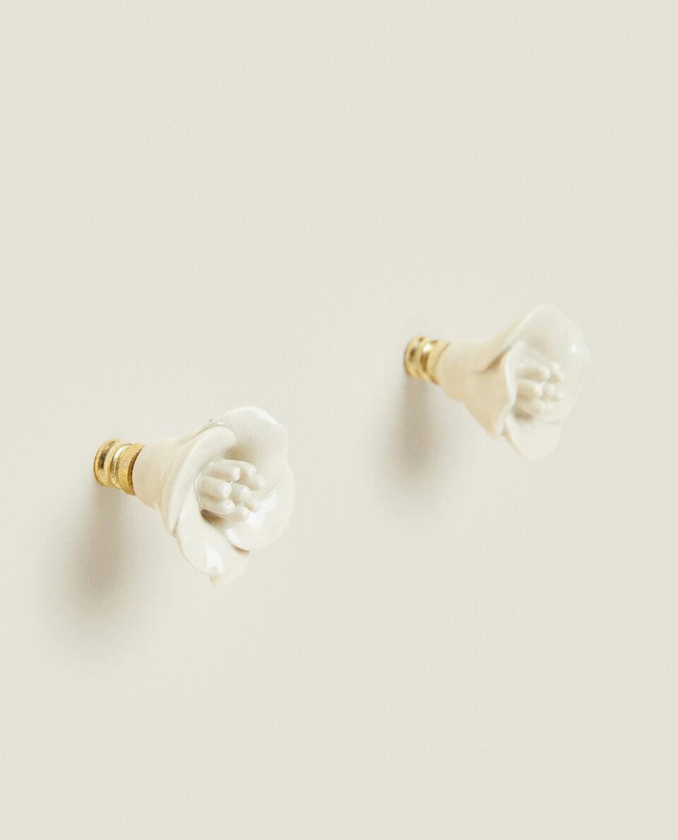 CERAMIC FLOWER DOOR KNOB (PACK OF 2)