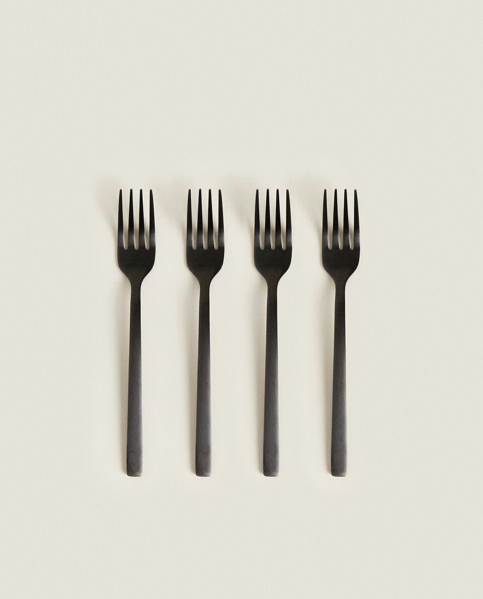 MATTE BLACK BRUNCH FORKS (PACK OF 4)