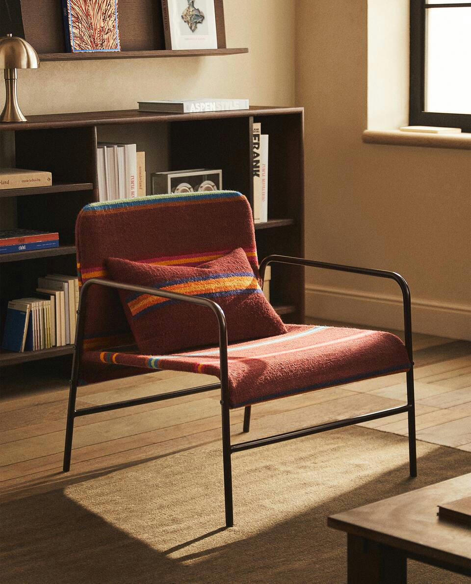 MULTICOLOURED WOOL ARMCHAIR