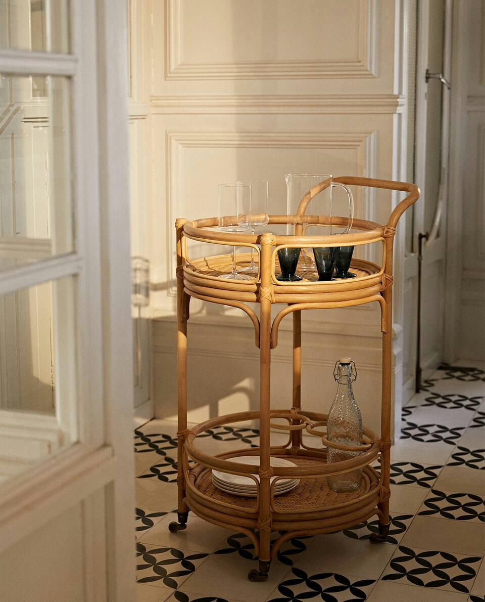 RATTAN TROLLEY