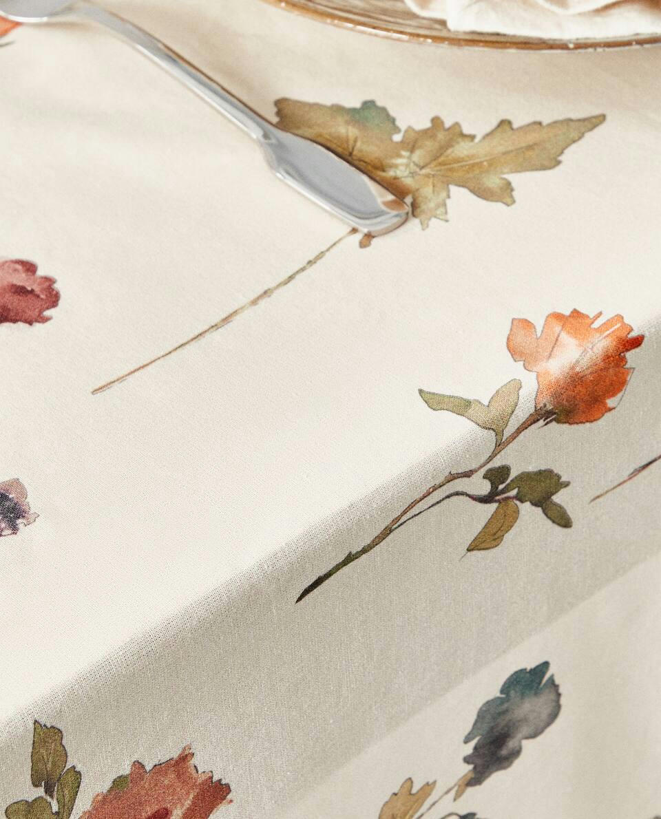 FLORAL PRINT COTTON TABLECLOTH