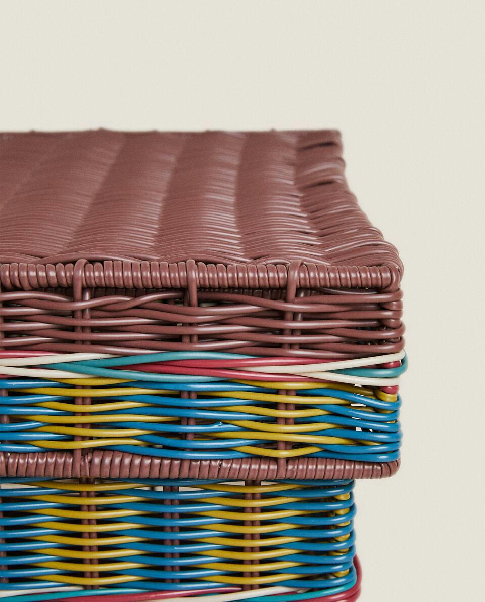 MULTICOLOURED PLAITED BASKET LID