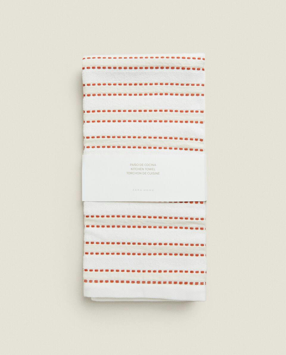 TERRY TEA TOWEL WITH TOPSTITCHING