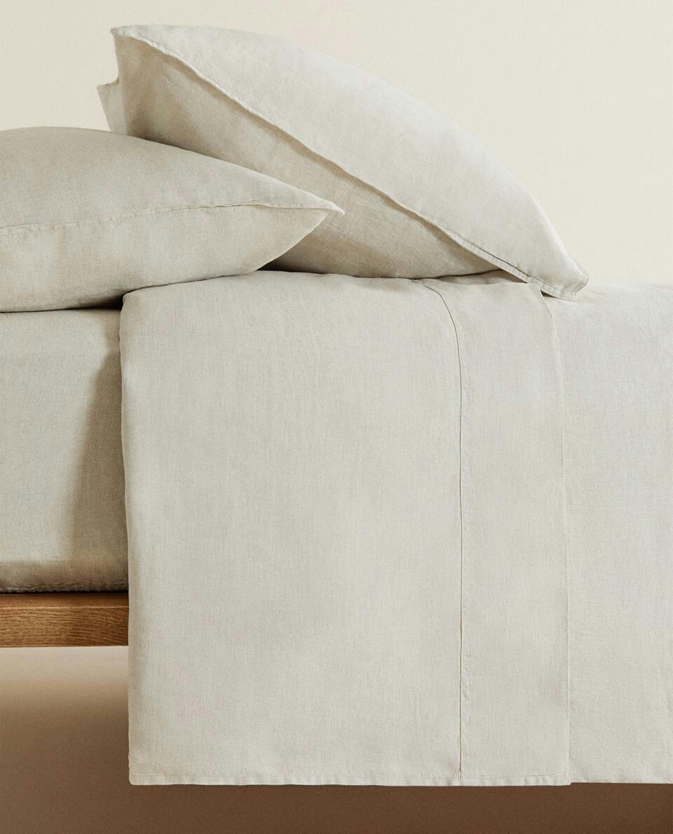 (140 GxM2) WASHED LINEN FLAT SHEET
