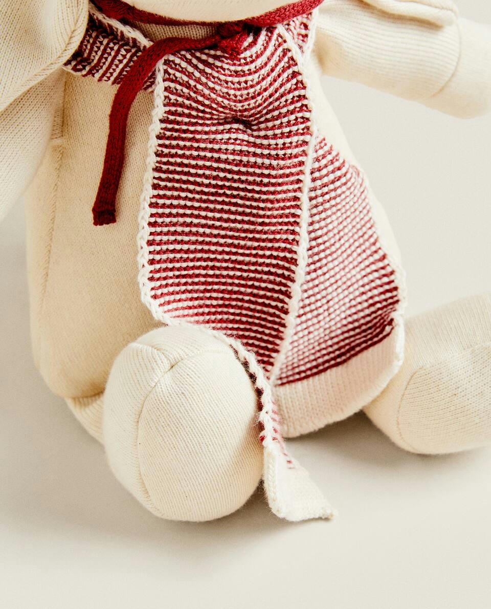 BUNNY SOFT TOY WITH CHRISTMAS KNIT HAT