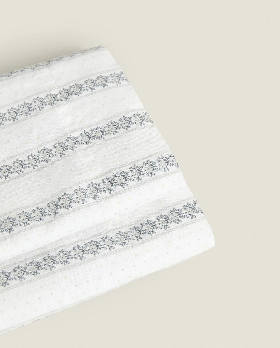 STRIPED LINEN MINI COT SET WITH FLOWERS