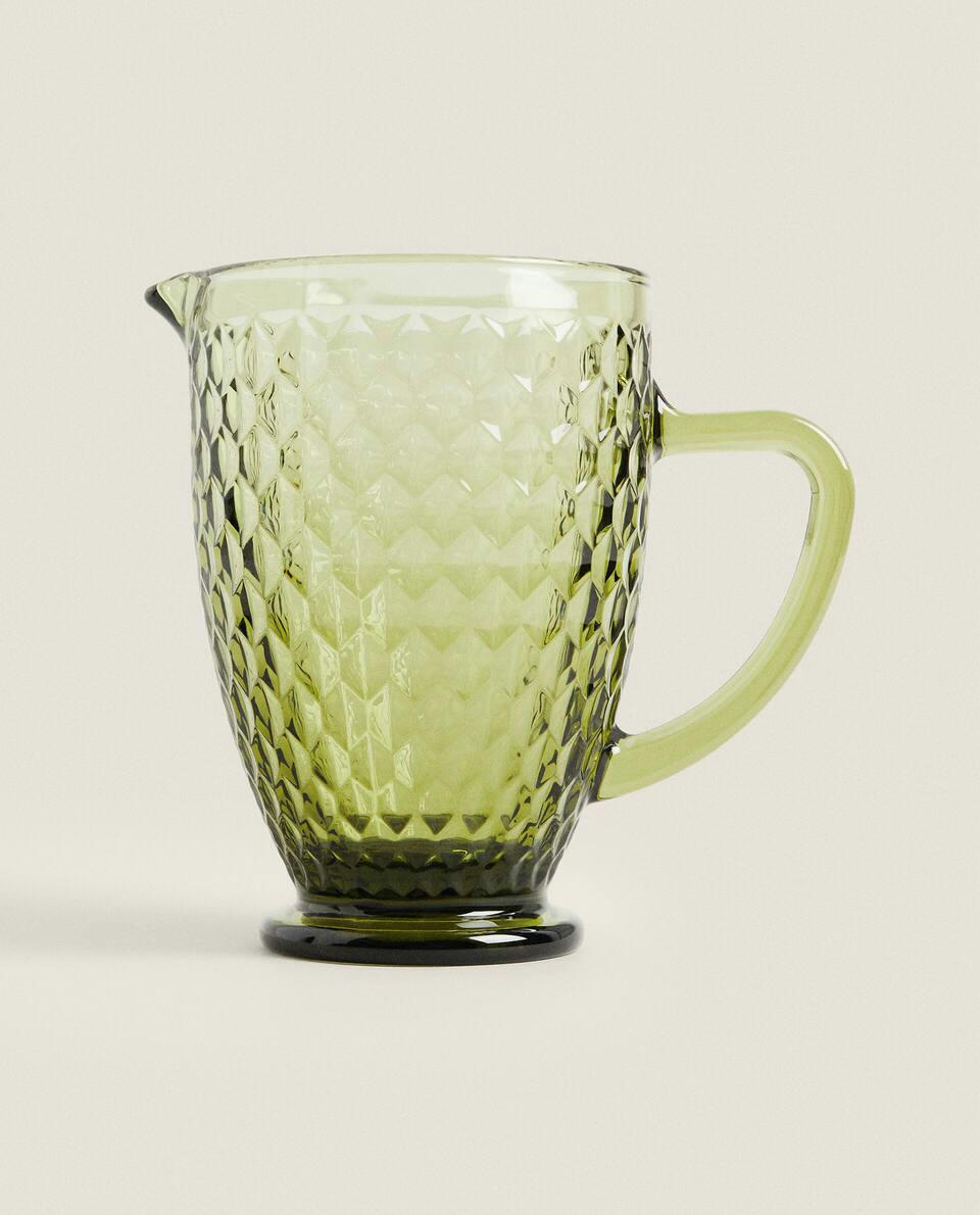RAISED DESIGN GLASS JUG