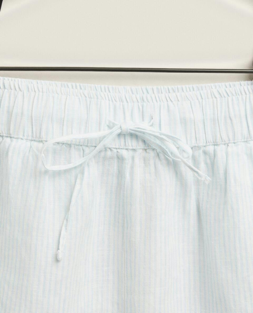 STRIPED LINEN SHORTS