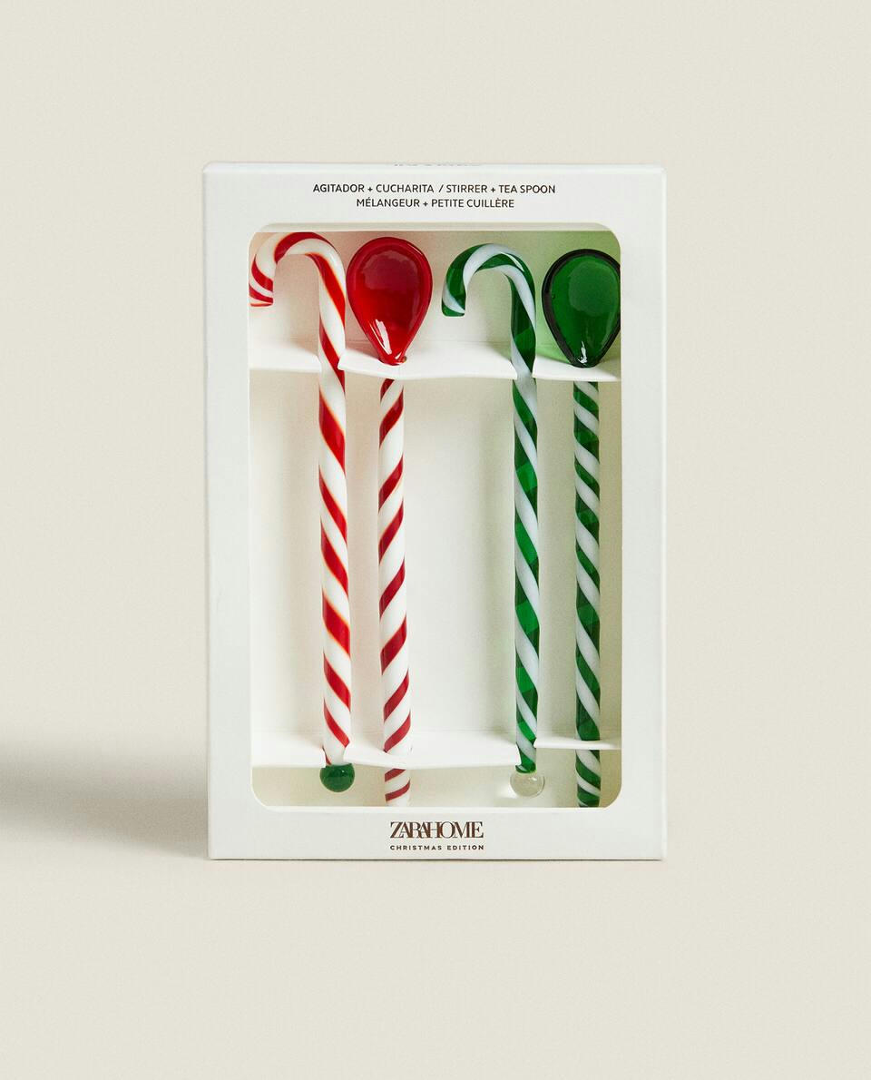 PACK OF CHRISTMAS GLASS SERVING SPOONS (PACK OF 4)