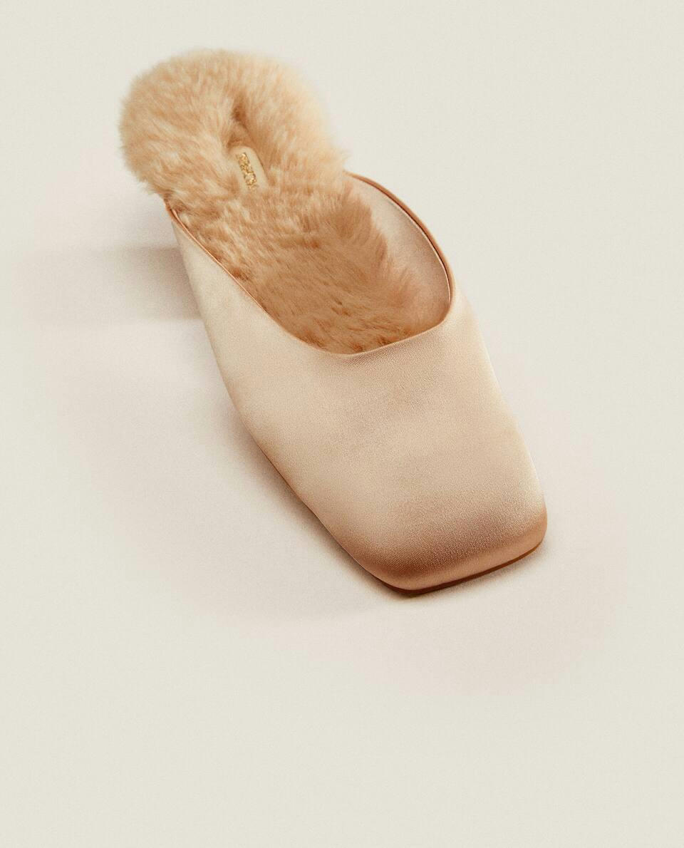 WARM SATIN MULES