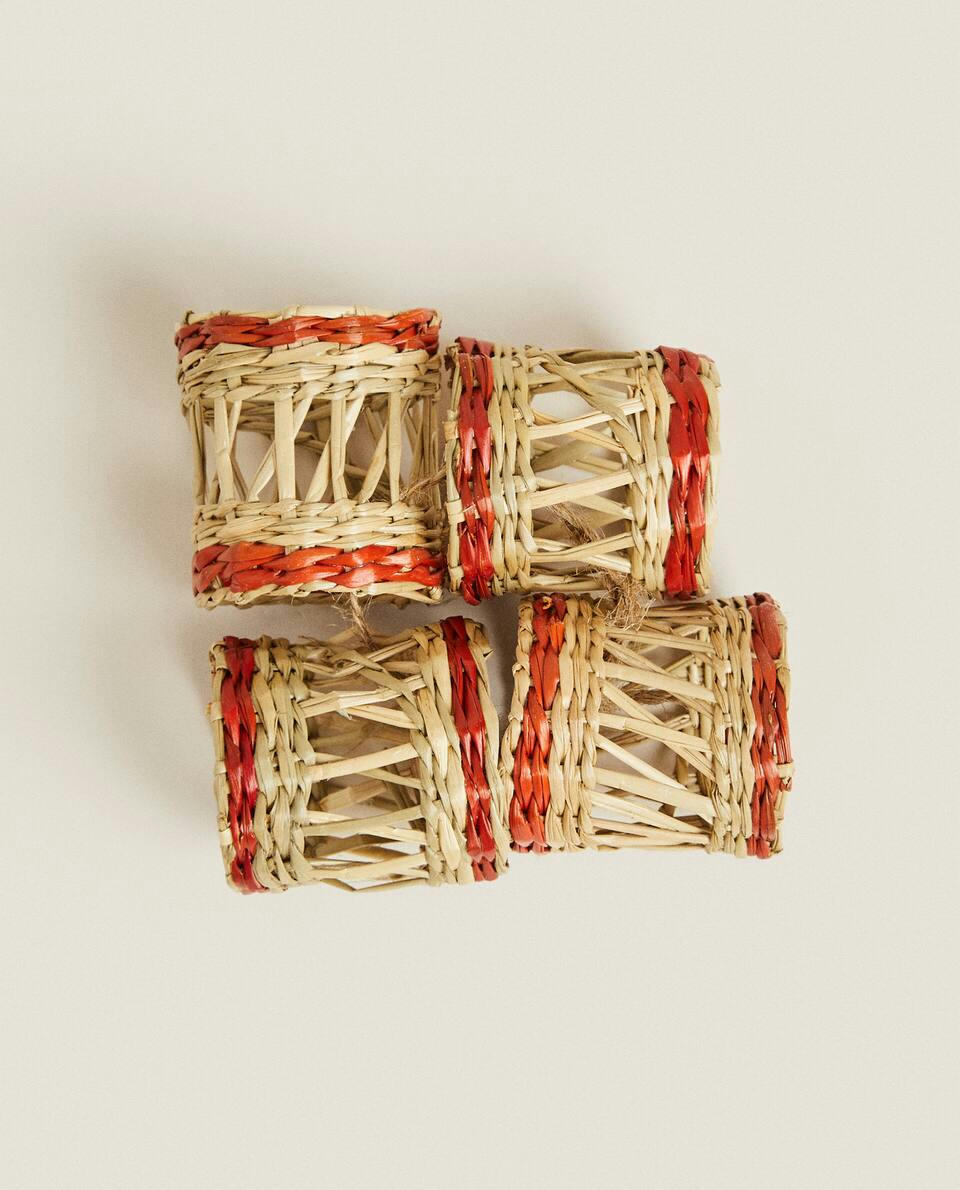 COLOURED FIBRE NAPKIN RINGS (PACK OF 4)