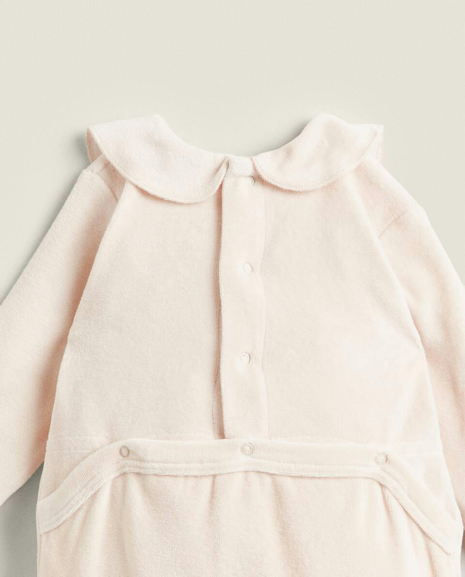VELOUR ROMPER SUIT WITH FRILLED COLLAR