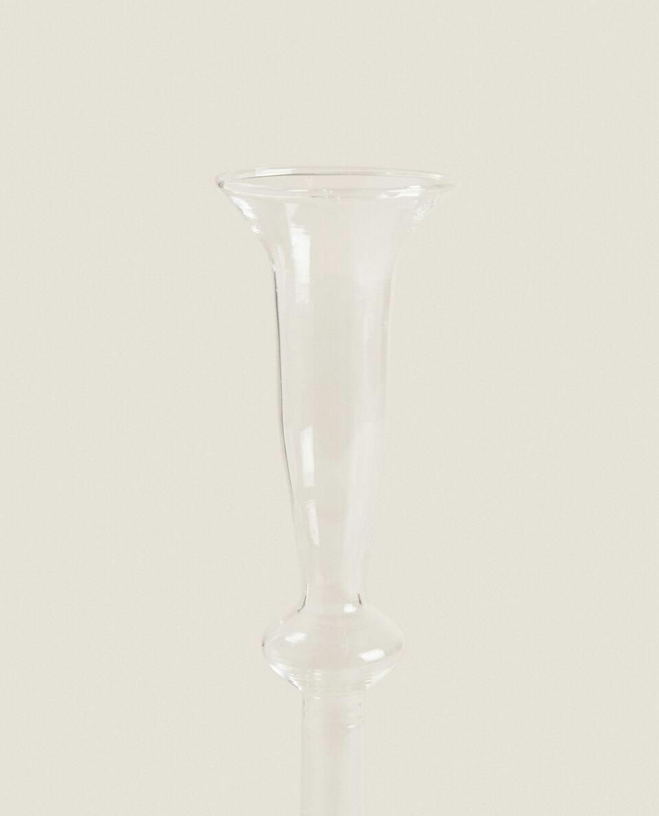 RAISED DESIGN GLASS CANDLESTICK