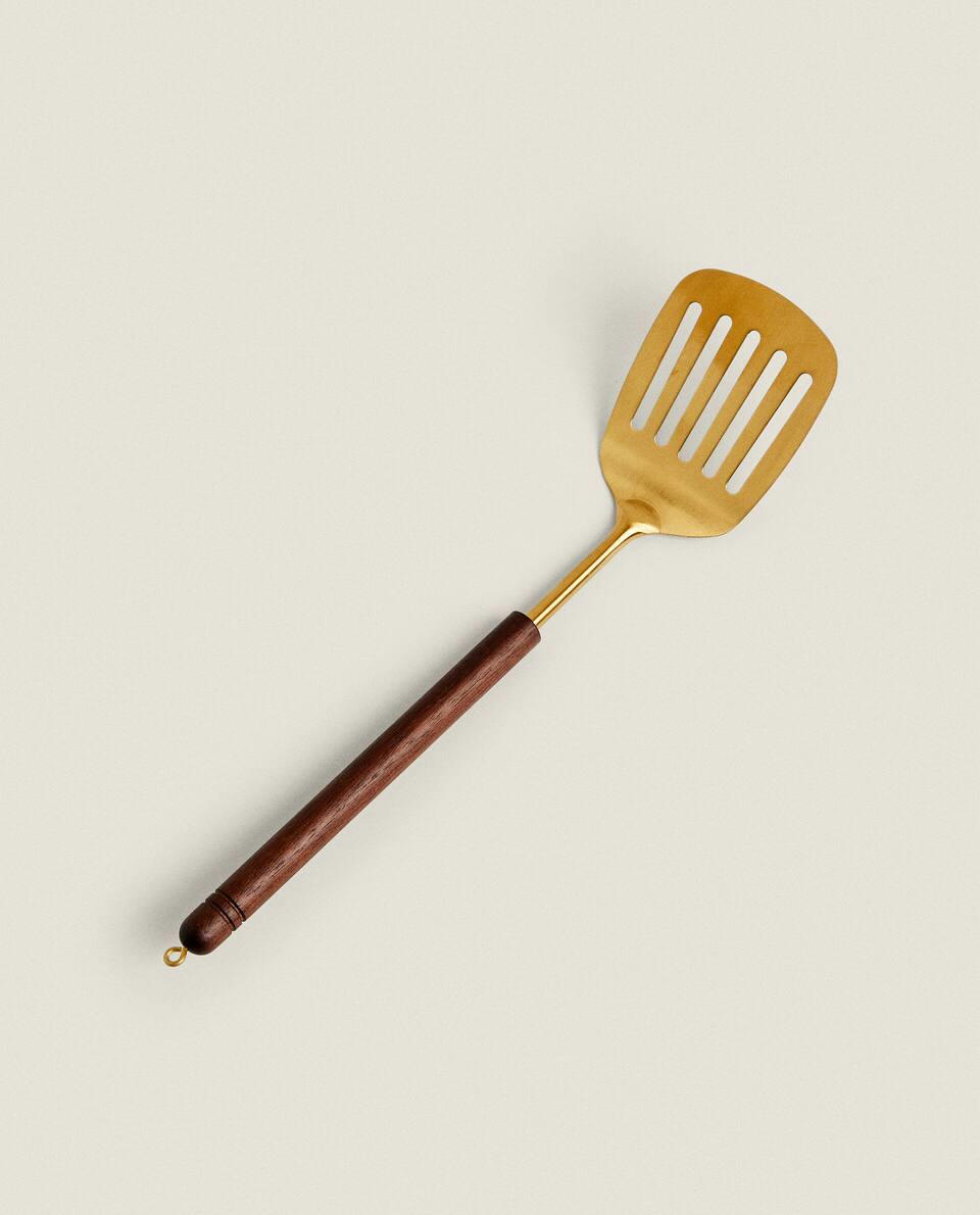 WOOD AND METAL SPATULA