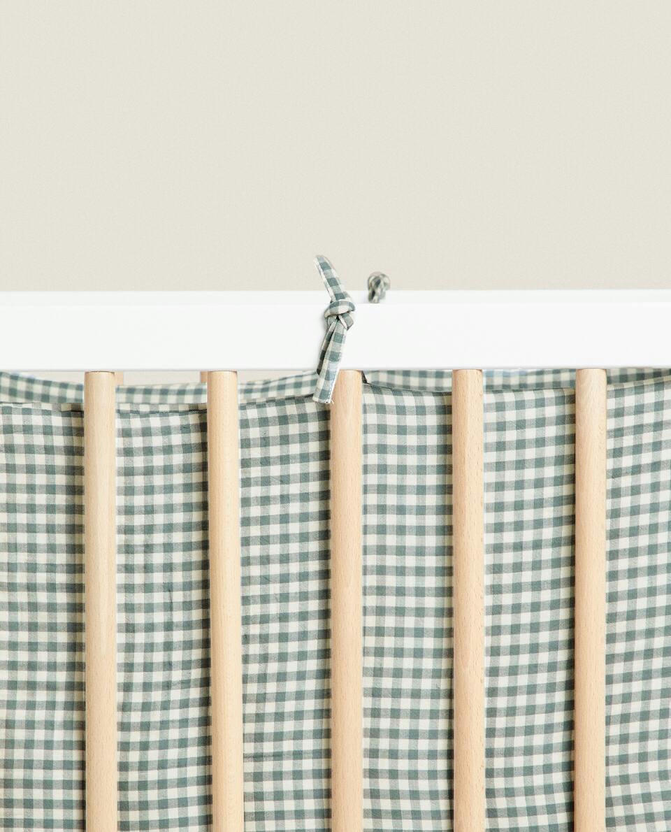 CHILDREN’S CHECK MUSLIN COT BUMPER COVER