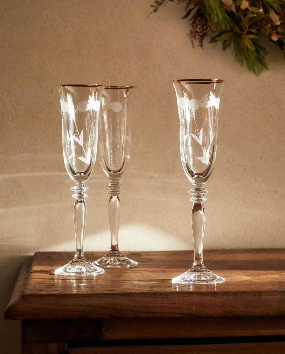 CRYSTALLINE CHRISTMAS FLUTE GLASS