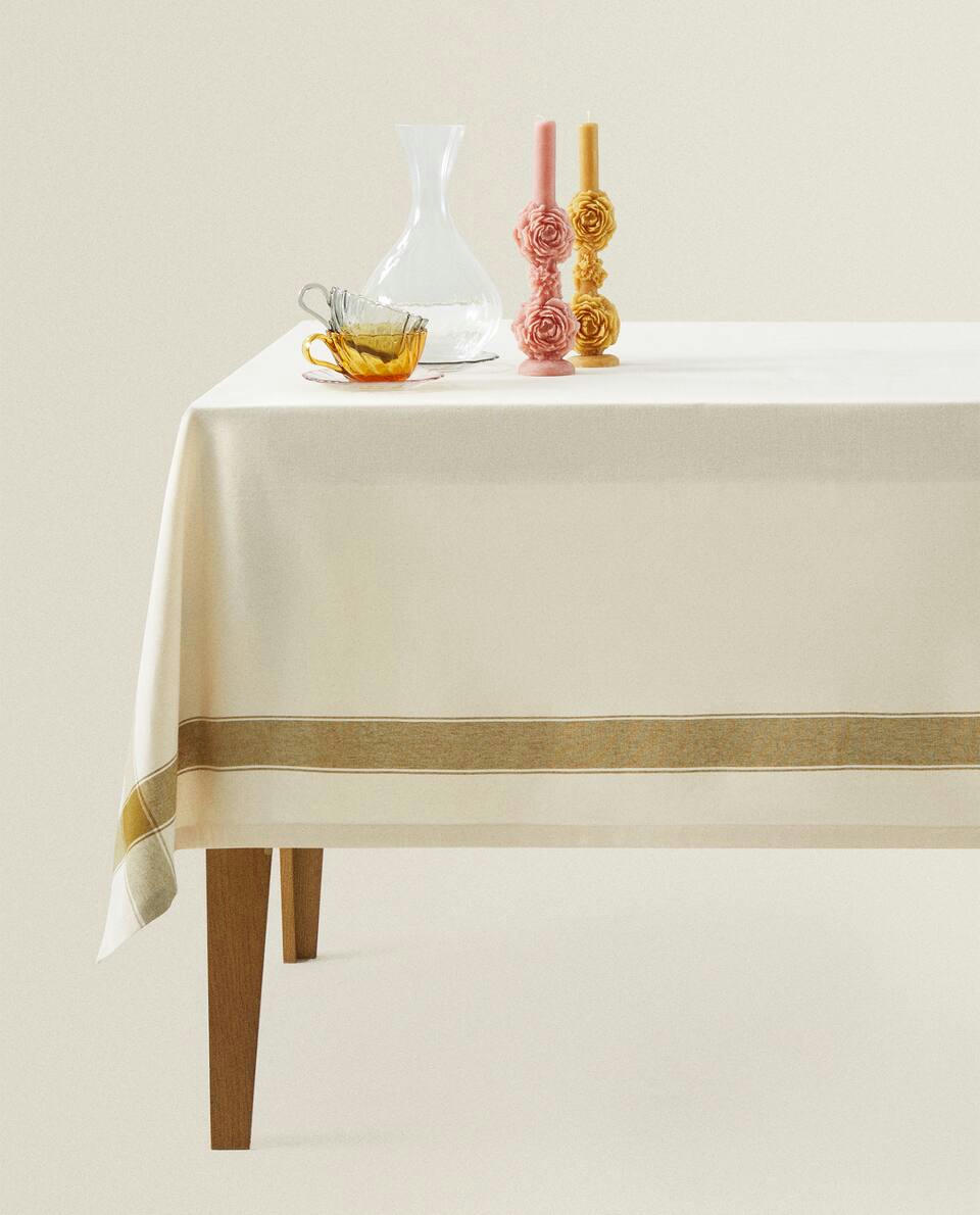 DYED THREAD COTTON TABLECLOTH