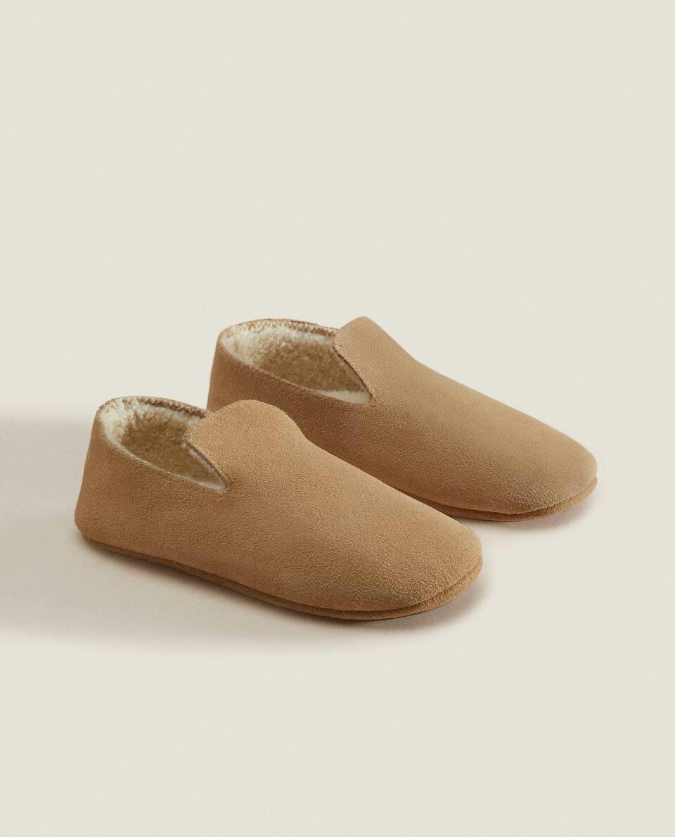 COVERED LEATHER LOAFER SLIPPERS