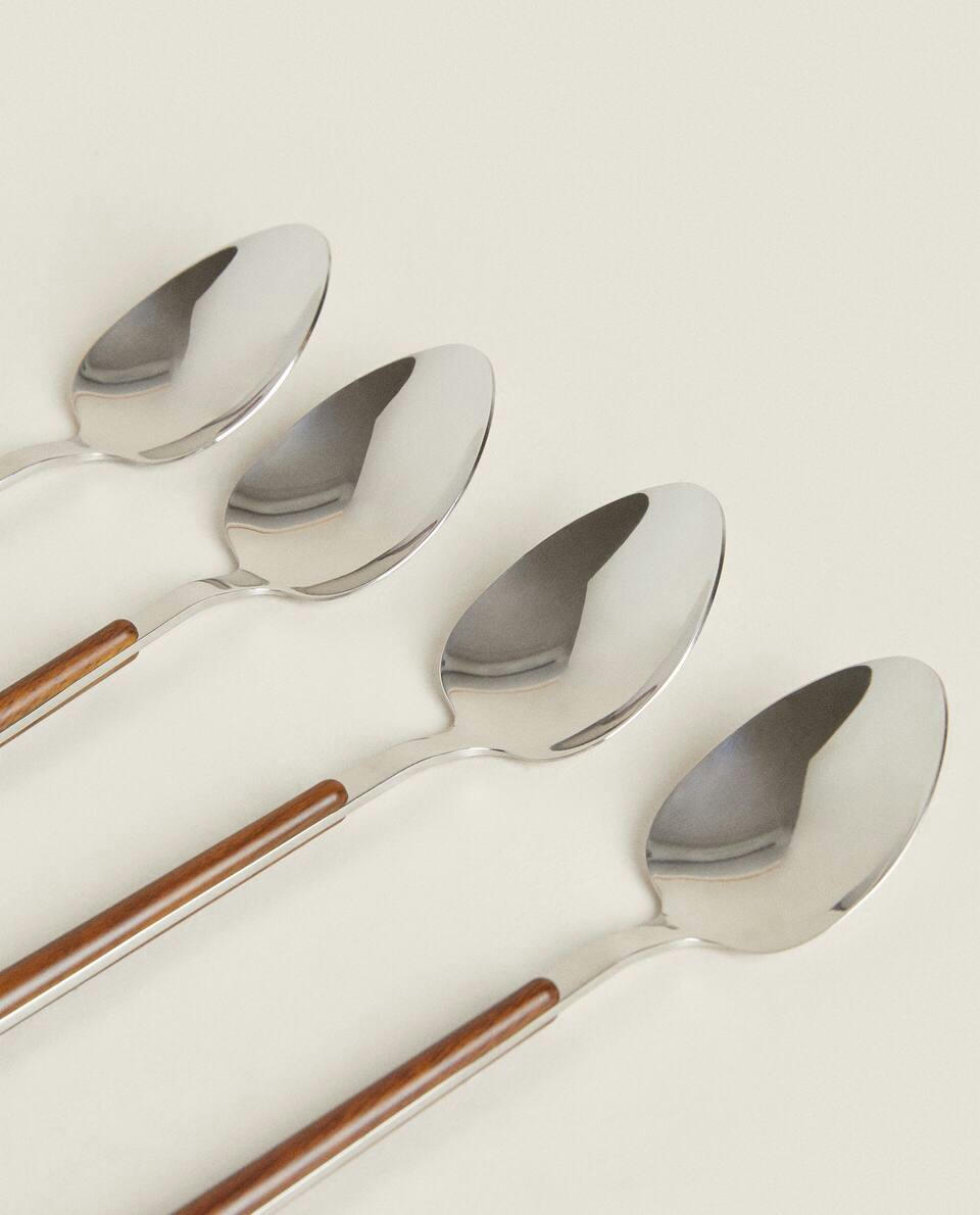 BOX 4 SPOONS WITH ROUND HANDLE DETAIL