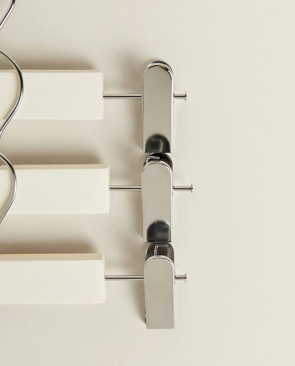 OYSTER WHITE WOODEN SKIRT HANGER (SET OF 3)