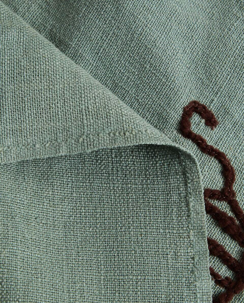 EMBROIDERED LINEN COTTON BLANKET