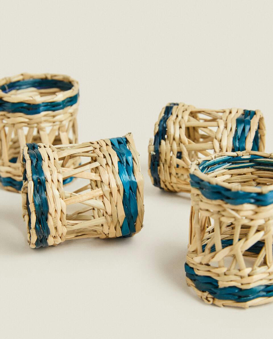 COLOURED FIBRE NAPKIN RINGS (PACK OF 4)