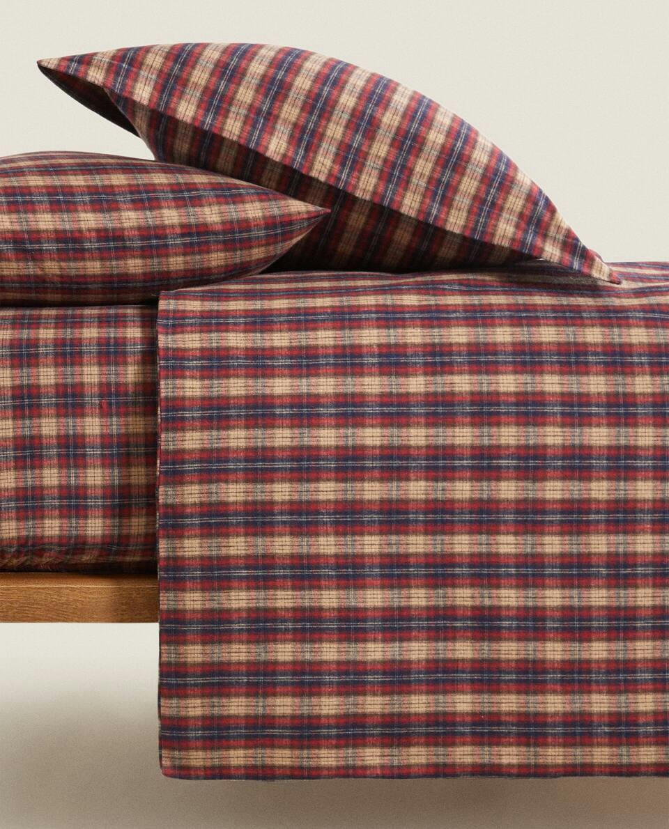CHECK FLANNEL FITTED SHEET