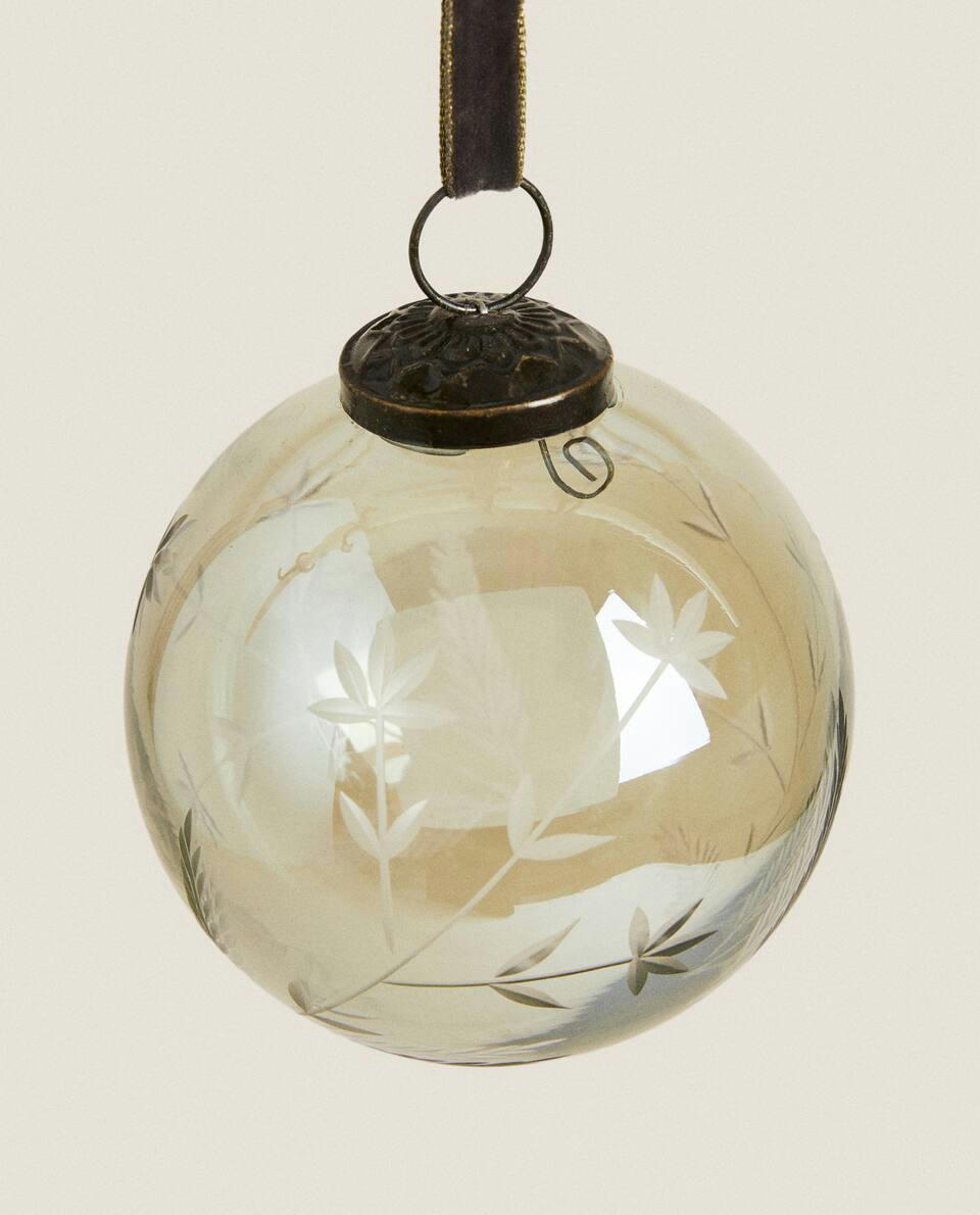 GLASS CHRISTMAS BRANCHES BAUBLE DECORATION