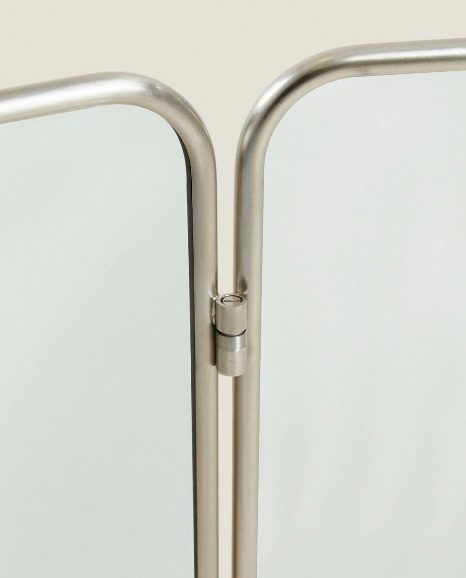 TRIPTYCH WALL MIRROR WITH SILVER FRAME