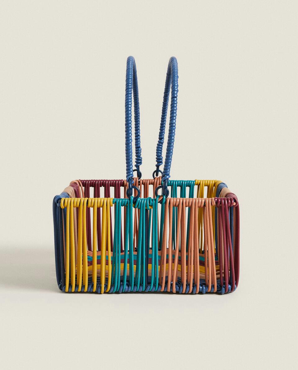 MULTICOLOURED WOVEN BASKET HANDLE