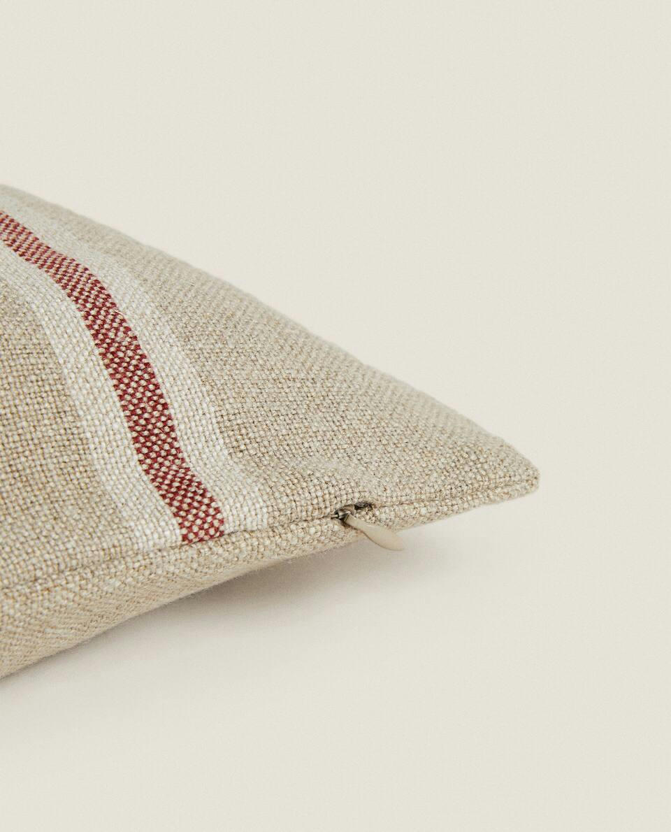 CHRISTMAS STRIPED LINEN CUSHION COVER