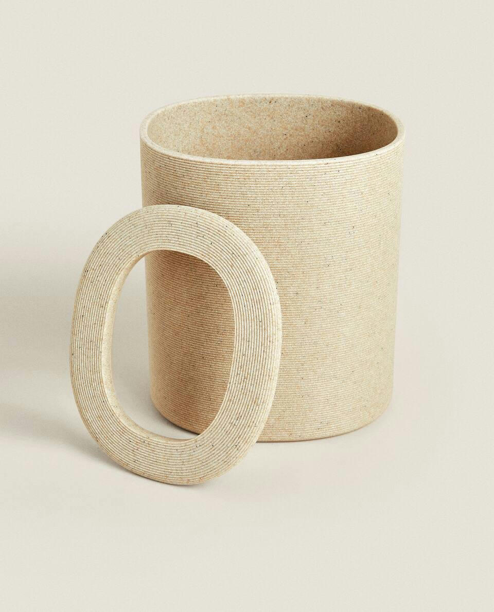 STRIPED RESIN WASTEPAPER BASKET