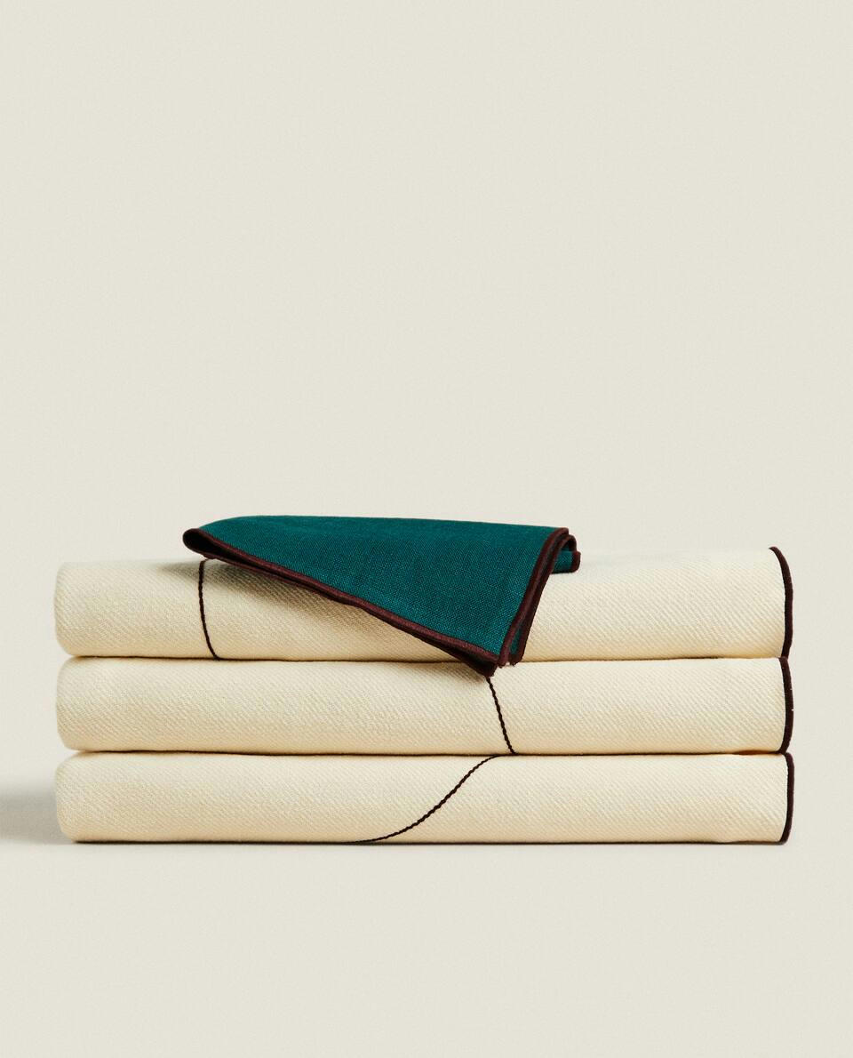 COTTON MULTI-PURPOSE FABRIC WITH EMBROIDERED BIRDS