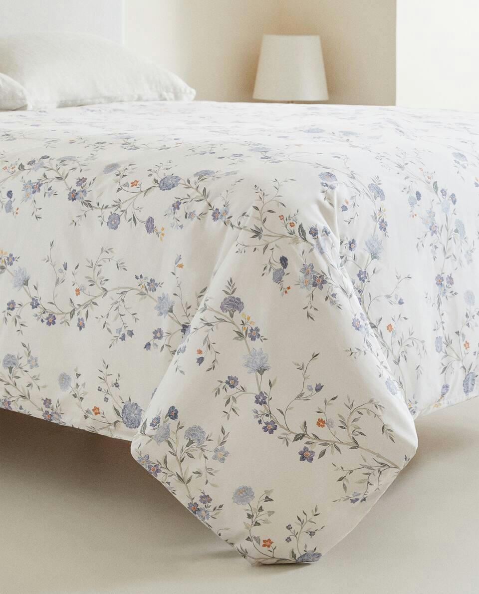 BLUE FLORAL PRINT DUVET COVER
