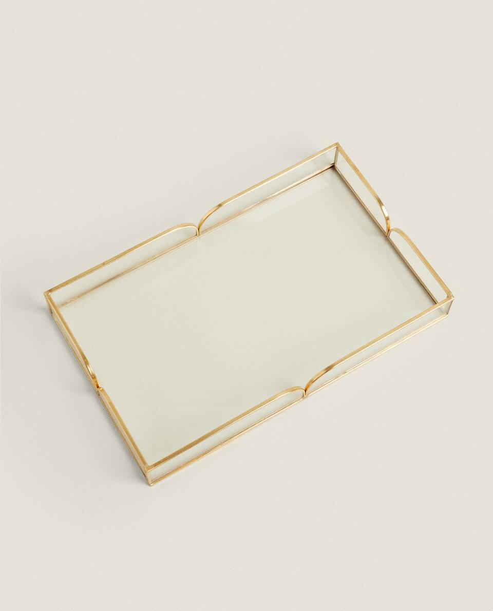 GLASS AND METAL TRAY