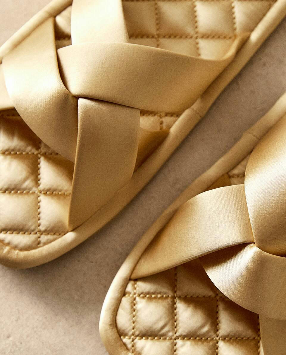 QUILTED SATEEN SLIPPERS