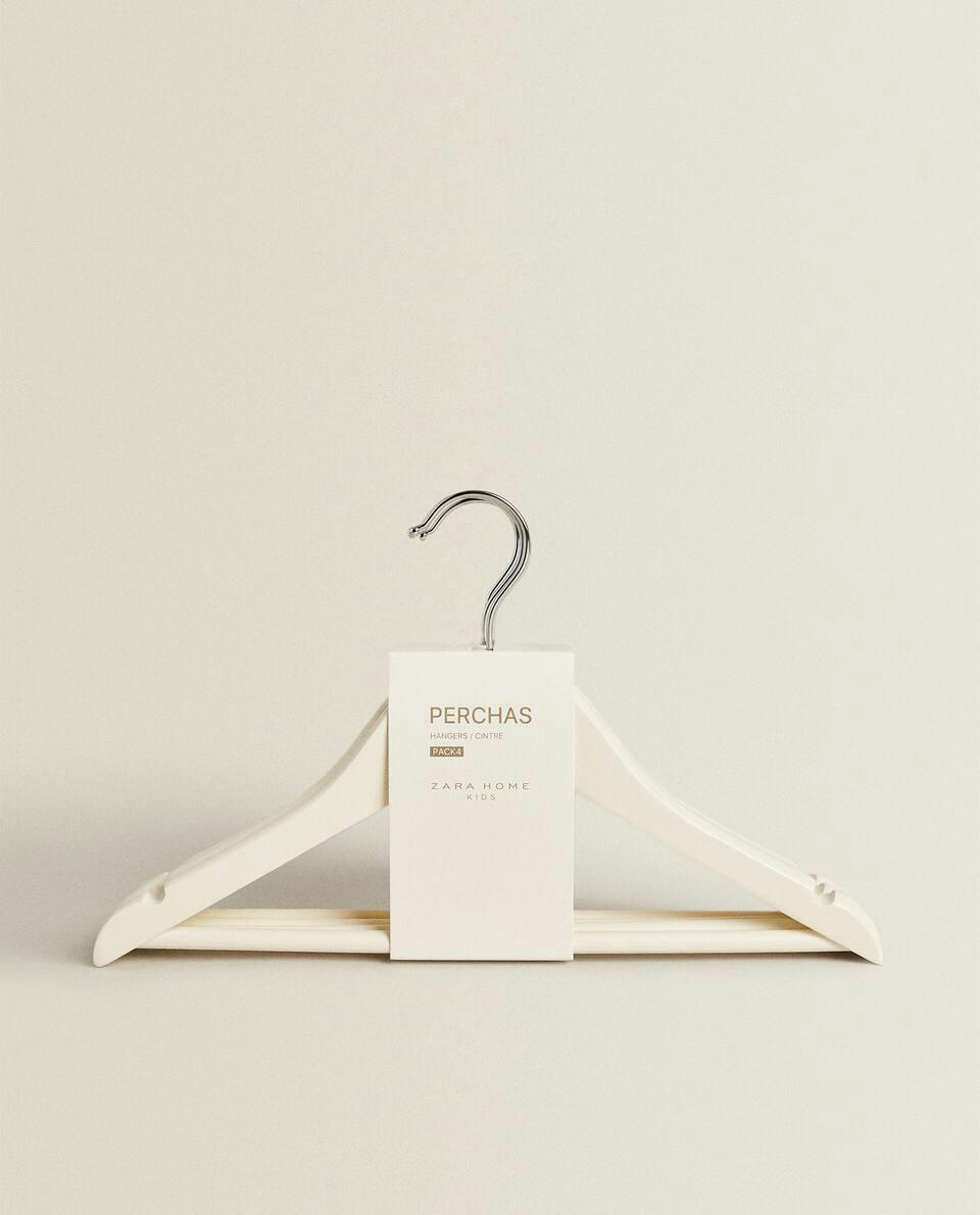 OYSTER WHITE WOODEN HANGER (PACK OF 4)